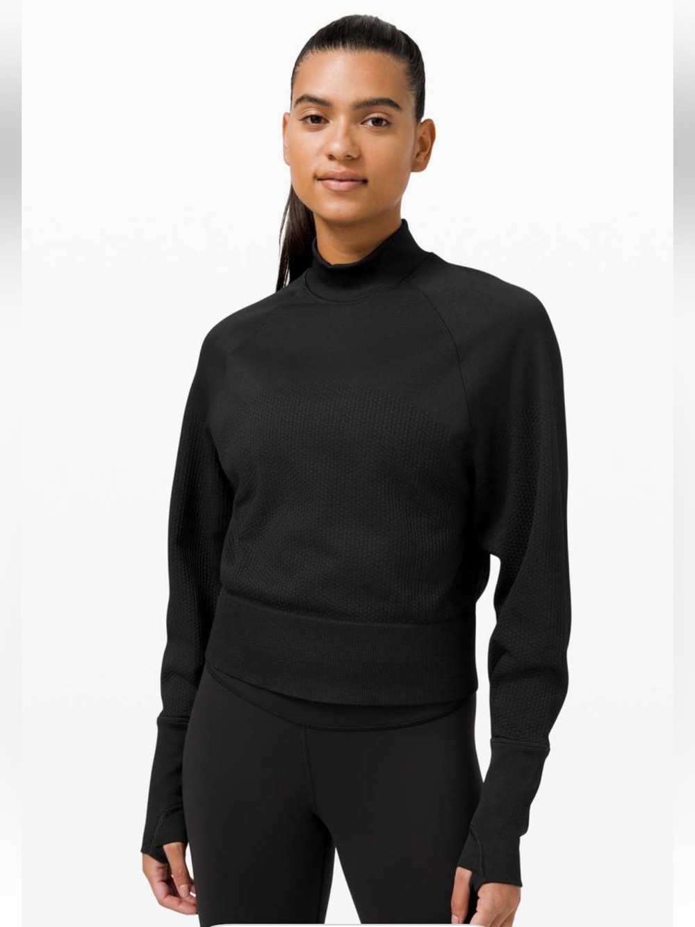 LULULEMON Engineered Warmth Pullover athletica Black Mock Turtleneck Sweater